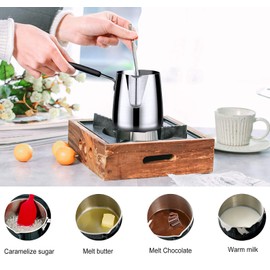 Turkish Coffee Pot, Stainless Steel Milk and Coffee Warmer, Ibrik Cezve Arabic Briki Coffee Pot, Chocolate and Butter Melting Pot with Heat Resistant Handle, 20 OZ, 600 ML