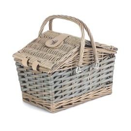 Red Hamper Poplar Antique Wash Swing Handle Picnic Basket, Brown