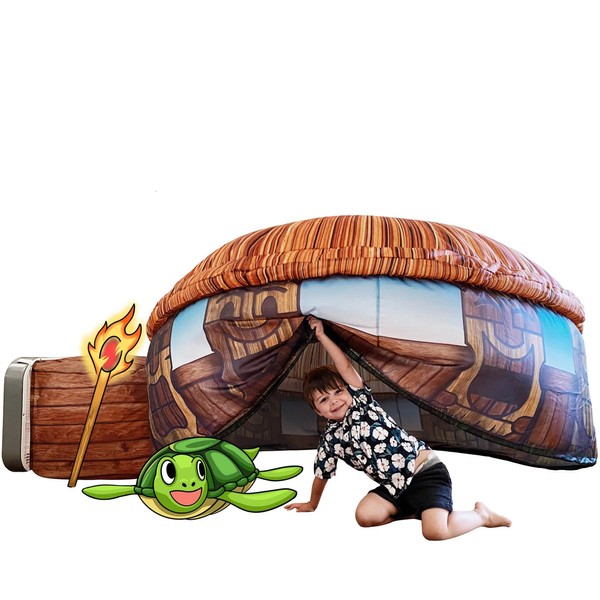 The Original AIR FORT Build A Fort in 30 Seconds, Inflatable Fort for Kids (Tiki Hut)