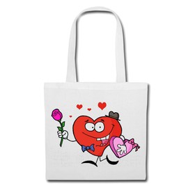 Reifen-Markt Shoulder Bag Funny Heart with Flower – Valentine's Day – Love – Wedding – Engagement Shopping Bag School Bag Gym Bag in White, White
