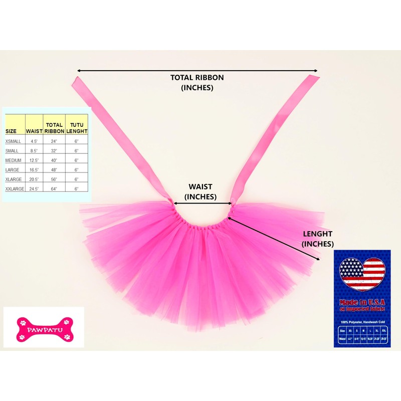 Handcrafted in USA Hotpink Tulle Tutu for Extra Small Dogs