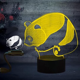 Cute Panda 3D Night Light Lamp Bedroom Decoration 16 Colors Change Brightness Adjustment 4 Lighting Modes Touch Sensor/Remote Control Acrylic and ABS Base Gift for Fans Girls Honey Home Decoration