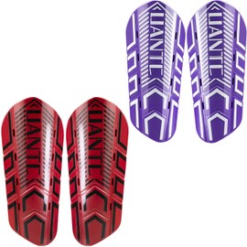 Uantc Soccer Shin Guards - Shin Guards Soccer Youths 2 Pairs - Kids Soccer Shin Guards Cushion Protection Reduce Shocks and Injuries - Shin Guards for Soccer Kids/Adults/Girls/Boys RedPurple L
