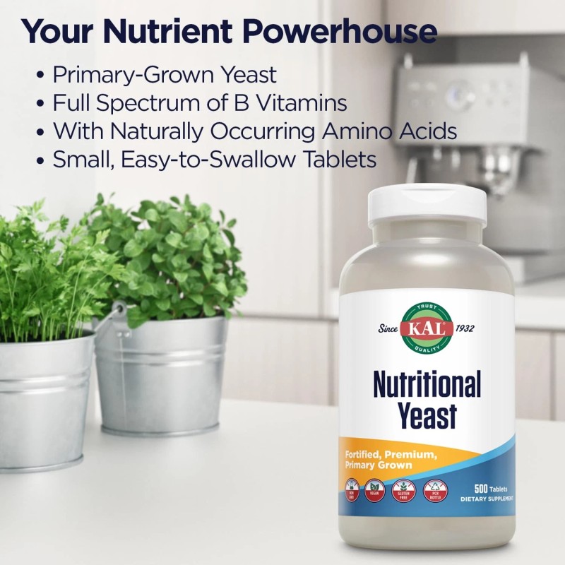 Kal Nutritional Yeast Tablets 500 Count B Complex Amino Acids