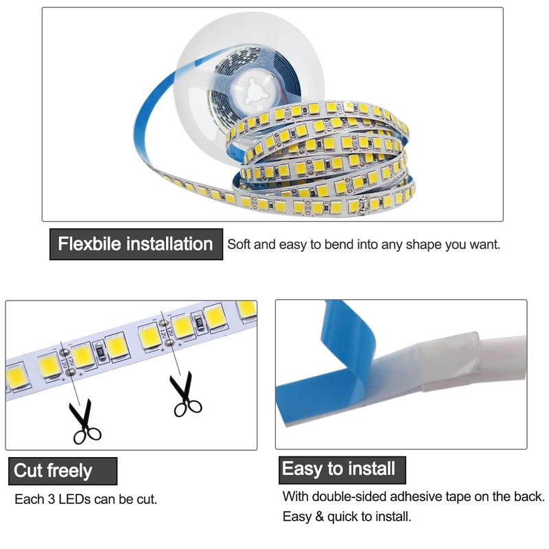 Tesfish 12 V LED Strip Light, 5 m Natural White