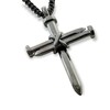 Cross 3 Nails Wire Wrapped Dark Metal Finish Pendant Dark