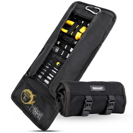 Rhinowalk Tool Bag, Tool Roll Bag, for Motorcycles, Waterproof, Wrench Storage, Storage Bag, Tool Holder, Convenient to Carry, Multifunctional, Durable, Tool Storage, black, Casual