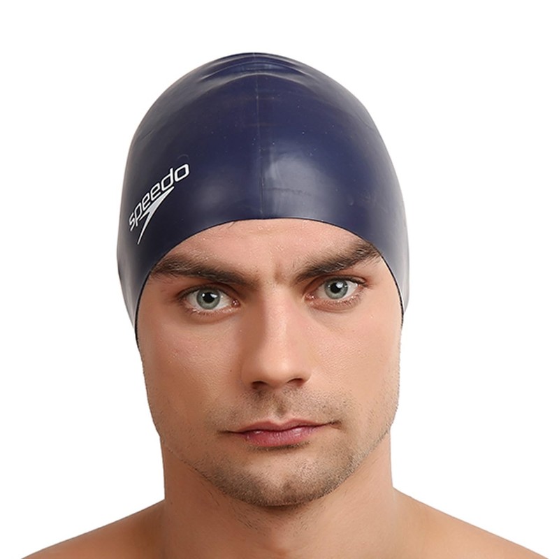 Speedo Unisex Flat Silicon Swim Cap | Hair Protect, Navy,
