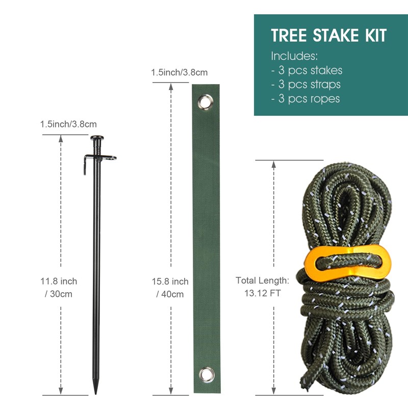 Tree Stakes and Supports, Fetanten Tree Stake Kit with Tree