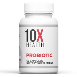 10X Health Probiotics - Immune Support Supplement & Probiotics for Digestive Health w/Lactobacillus Acidophilus, Rhamnosus & Bifidobacterium Longum, Dietary Supplements w/Essential Enzymes (60 Caps)