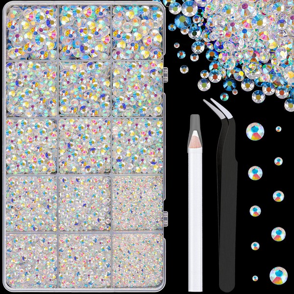 TINKRSTUFF 16000Pcs Resin Jelly Rhinestones with Tweezers for Crafting, Transparent