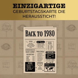 45th Birthday Gift for Man and Woman - Birthday Gift for Men - Back in 1980 Newspaper Design Cards - Super Gifts for Men and Gifts for Women for 45th Birthday
