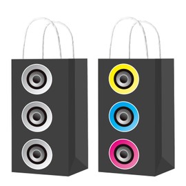 Music Speaker Paper Gift Bags 80s 90s Audio Speakers Party Decorations 12PCS Hip Hop Boombox Goodies Bags Radio Rock Music Party Handle Bag for Retro Music Birthday Anniversary Party Supplies