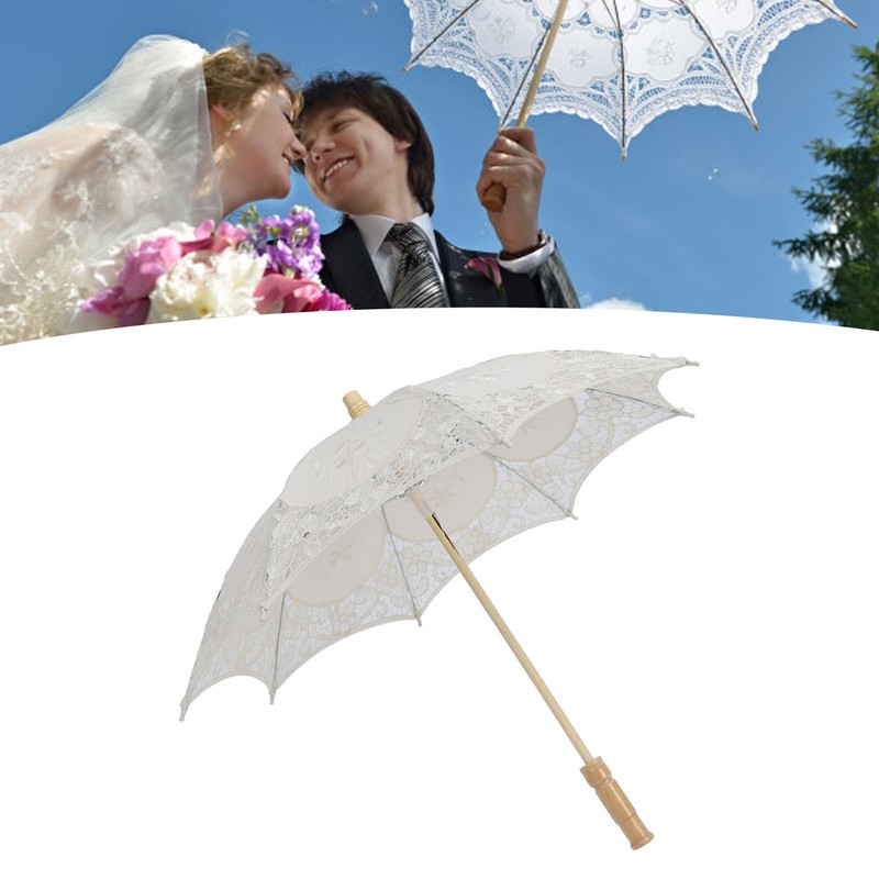 Lace Parasol Umbrella Wedding Bridal Lace Umbrella Decorative Embroidery Flower
