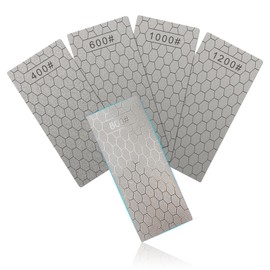 Lenamos 5 Pcs Diamond Sharpening Stone Honing Stone Diamond Stone Lapping Plate Fine Coarse Bench Stone for Kitchen Sharpening Blade Blunt Chisel, 400/600/800/1000/1200 Grit