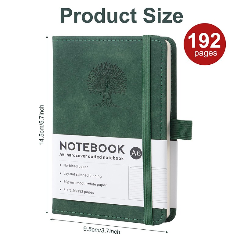 TECDW A6 Notebook, 192 Pages Lined Diary Notebook, 80gsm Thick