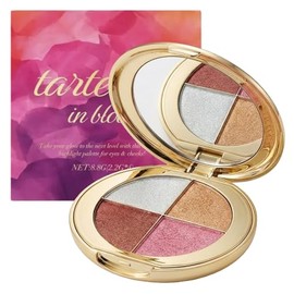 4-Color Highlighter & Blush Palette, Shimmer Eyeshadow Makeup Kit, 2-in-1 Face Illuminator Powder with Mirror, Long-Lasting Diamond Glow Texture, Port