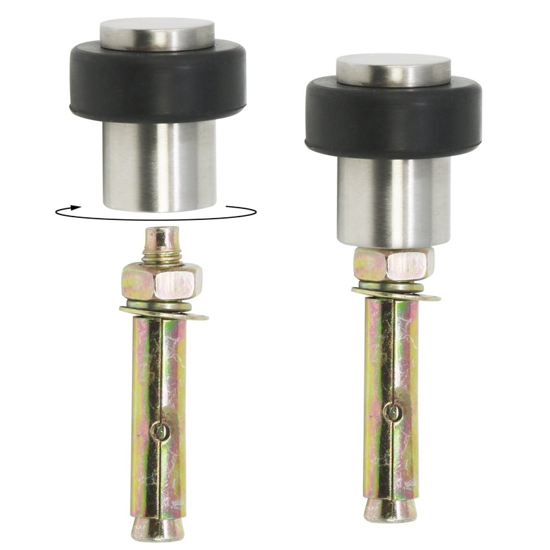 COM-FOUR 2x Doorstop made of satined stainless steel, bottom door