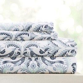 Linen Market 4 Piece Queen Bedding Sheet Set (Navy Blue Floral) - Sleep Better Than Ever with These Ultra-Soft & Cooling Bed Sheets for Your Queen Size Bed - Deep Pocket Fits 16" Mattress