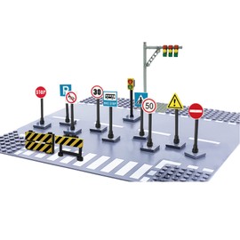 Road Sign Set, City Traffic Sign Set for Building Plates, Building Blocks Traffic Light Toy, Traffic Signs, Educational Toy for Children