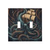 LOLREAI Decorative Light Switch Cover Plate Blue Octopus Pirate Ship