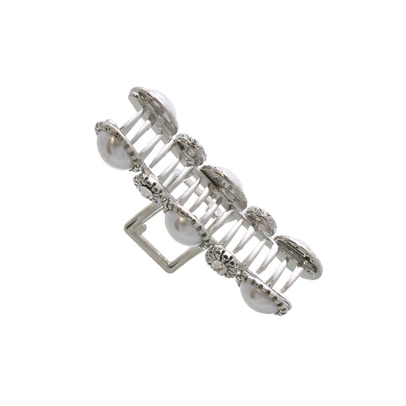VingTAINE H7641-S Hair Claw Hair Clip, Pearl, Bijou, Classic, Women's