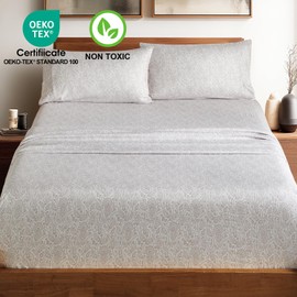 Boho Sheets King Size, Cream Paisley Patterned，Deep Pocket 4pc