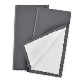 SEVENWELL 2pcs Jewelry Polishing Cleaner Cloth 7.87'' x 7.87'' for Sterling Silver Jewelry Gold, Diamond, Platinum, Coins (Dark Gray)