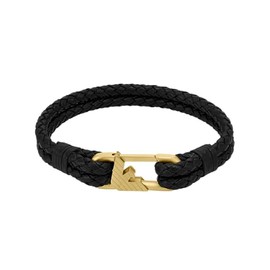 Emporio Armani Men's Black Leather ID Bracelet (Model: EGS3245710)