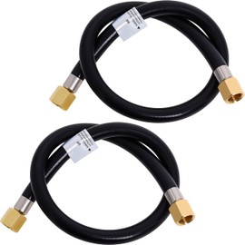 Wadoy RV Propane Hose Connector Assembly 2 Foot 3/8" Female Flare x 3/8" Female Flare Quick Connect Hose 24 Inches 2 Pack Fireplace Extension Connection Hose