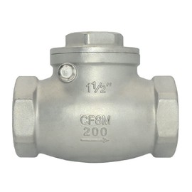 Megairon 1-1/2" Stainless Steel SS316 Swing Check Valve,NPT Female x Female Thread,WOG 200 PSI PN16 CF8M