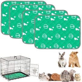 Mooydee 4 Pack Guinea Pig Bedding - Washable Guinea Pig Cage Liners, Waterproof Reusable & Anti Slip Pee Pads Super Absorbent Mats for Small Animals Pet Rabbit Bunny Hamster Rat (Green, 24 x 18 Inch)