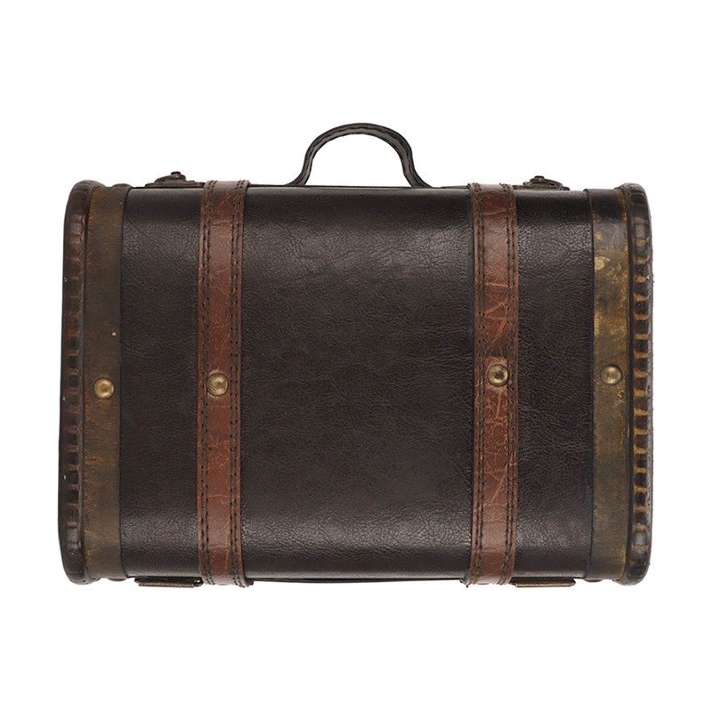 Retro Wooden Suitcase Home Party Artificial Leather Jewelry Necklace Storage