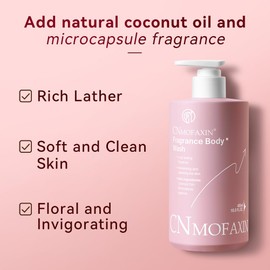 CNMOFAXIN Brightening Coconut Body Wash 480ml, Moisturising Shower Gel for Dry & Sensitive Skin, Hydrating Body Cleanser with Natural Coconut Oil, Refreshing Scent, Daily Use for Men & Women