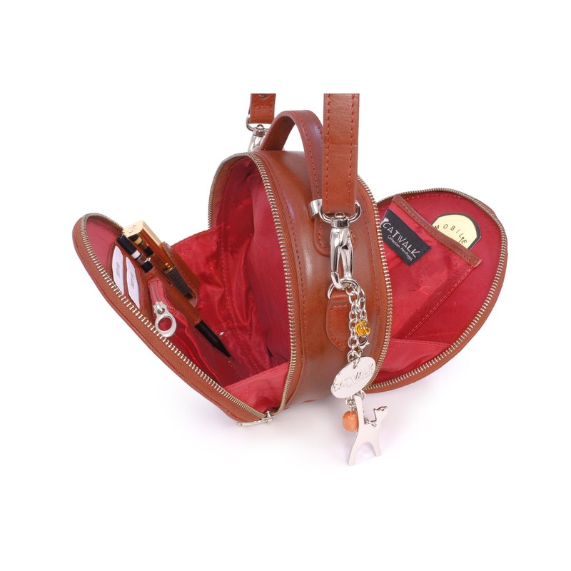 Catwalk Collection Handbags - Women's Round Leather Shoulder Bag -