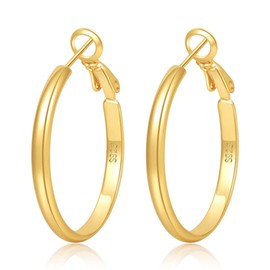 YOCDNOV 1 Pair of Hoop Earrings Silver - Wide Hoop Earrings Hypoallergenic Gold-Plated Earrings Gold Hoop Earrings Fashion Jewellery Chunky Hoop Earring Dupes for Girls Hypoallergenic Gifts for Women