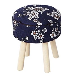 Dollhouse Stool Miniature Round Upholstered 1:12 Scale Wooden Stool Ornament Dollhouse Furnishing Accessories Mini Scene Furniture (Blue)