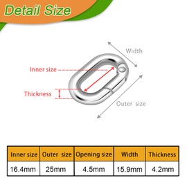 10Pack 5/8 Inch Small Oval Carabiner, Metal Spring Tiny Carabiner Clips for Paracord Keychain Lanyard, Car Key Rings, Dog Tag Clip, Pets Collar Buckles, Purse Keychain Replacement (Silver)