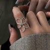Inateannal Vintage Daisy Flower Rings Silver Adjustable Open Ring Large