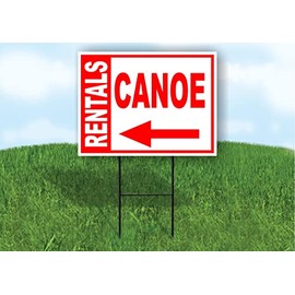CANOE BOLD LEFT arrow RED YARD SIGN ROAD SIGN WITH STAND