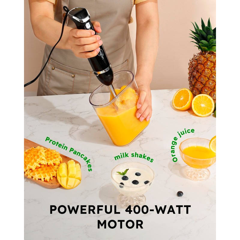 Sangcon 5-in-1 Immersion Blender Handheld with 1000ml Cup, 2-Speed Adjustable