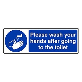 300mmx100mm Please Wash Your hands After Going to the Toilet Catering Sign Rigid Plastic