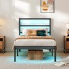 CLIBFENG Twin Bed Frame with Headboard,Heavy Duty Steel Slats Support-LED