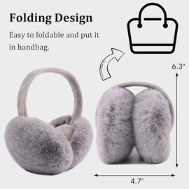 Ear Muffs,Ear Muffs for Women,Winter Ear Warmers,Women Earmuffs Winter Accessories Fluffy Plush Foldable Adults Outdoor Thermal Ear Warmer Skiing Running Ears Covers Protector from Wind Cold(Grey)
