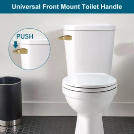 Hygie Rinse 2PACK Universal Metal Toilet Handle Replacement Kit Compatible with American Standard/Mansfield/Gerber Toilet, Front Mount Toilet Tank Flusher Lever with Flapper Chain, Shiny Gold