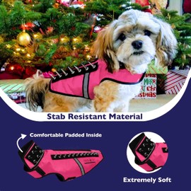 CoyoteVest SpikeVest Dog Harness Vest for Small Dogs, Reflective Dog Vest with Spikes to Shield Your pet from Coyotes, Raptor and Animal Attacks, Anti Hawk Vest, Made in USA (XS-Pink)