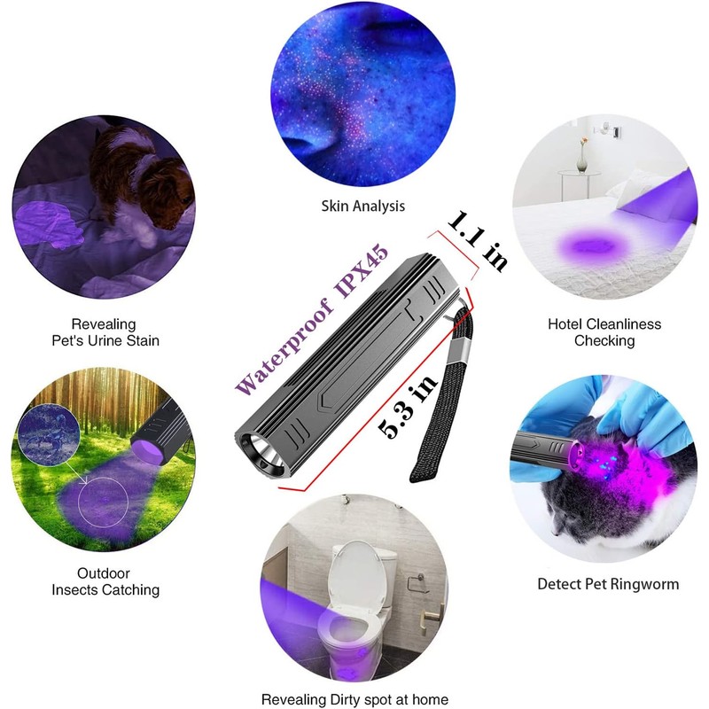 Denlydom Woods UV LampPortable 365nm Pet Cat Dog UV Black