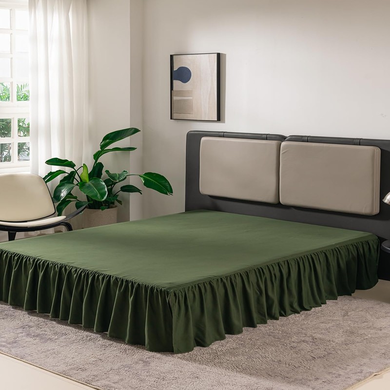 Green Bed Skirt Full Size Ruffled Bed Skirt with Split