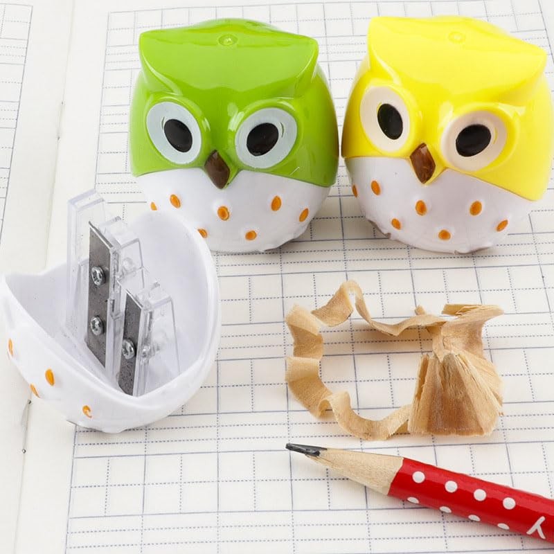 Opexicos 8Pcs Stationery Double Holes Pencil Sharpener Cartoon Cat and