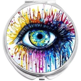 NewCharms Watercolor Eye Compact with Mirrors - Perfect for your Pocket or Purse